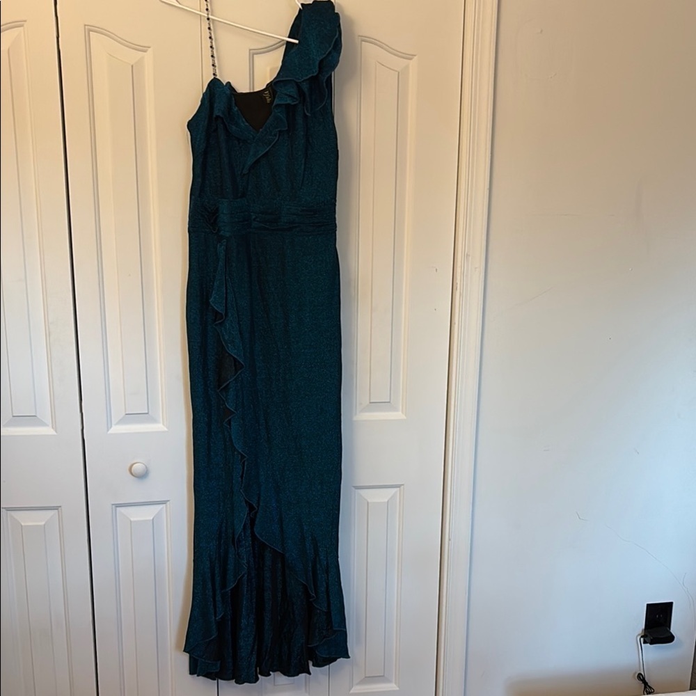 VJ Show Elegant One-Shoulder Dress – Teal – Women’s Size XXL – NWT